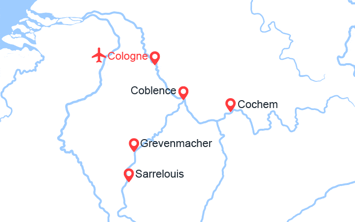 Carte itinéraire croisière Au fil de la Moselle