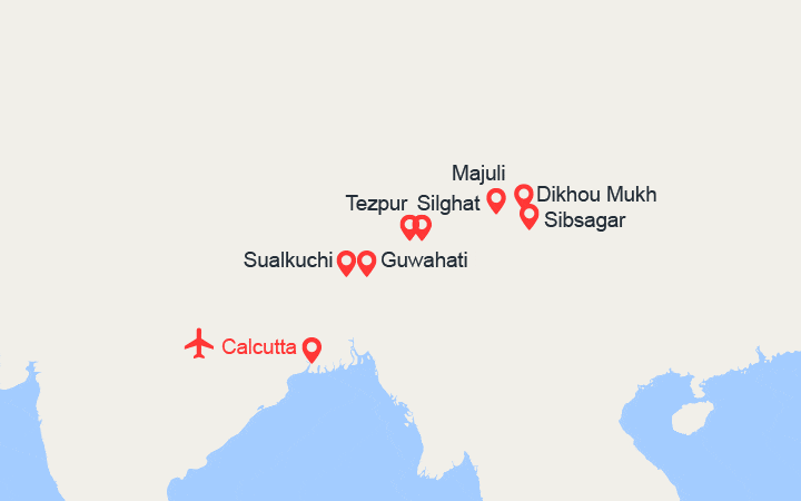 Carte itinéraire croisière Au fil du Brahmapoutre