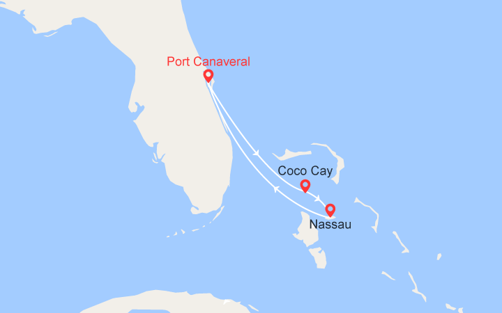 Carte itinéraire croisière Couleurs des Bahamas
