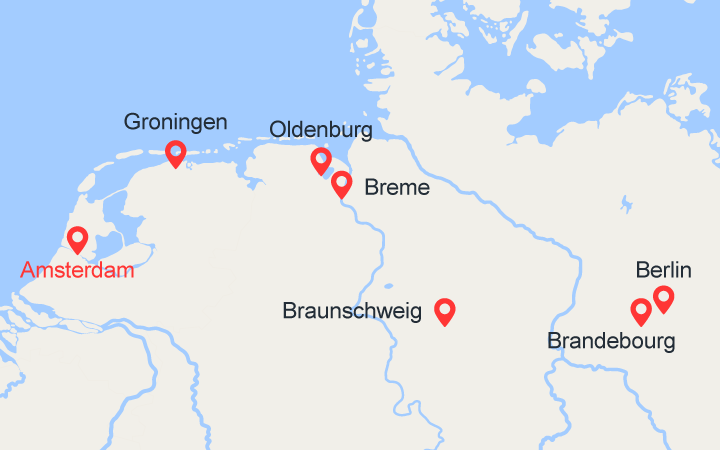 Carte itinéraire croisière D'Amsterdam à Berlin (AMB_PP)
