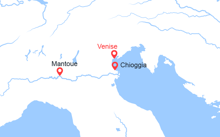 Carte itinéraire croisière De Venise, la Cité des Doges, à Mantoue, bijou de la Renaissance (VMA)