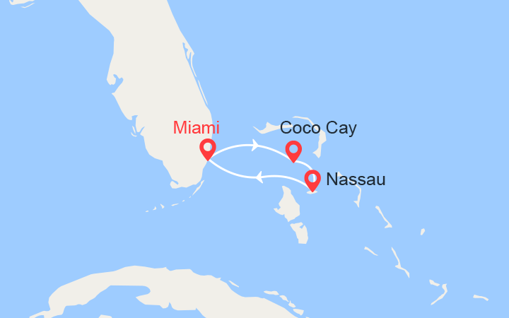 Carte itinéraire croisière Découverte des Bahamas