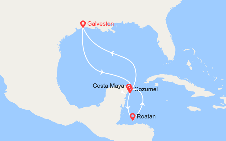 Carte itinéraire croisière Découverte du Mexique
