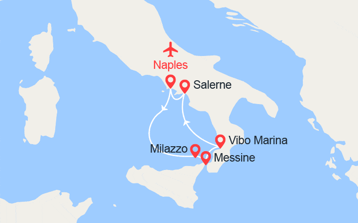 Carte itinéraire croisière Dolce vita en croisière le long des côtes italiennes (NAP)