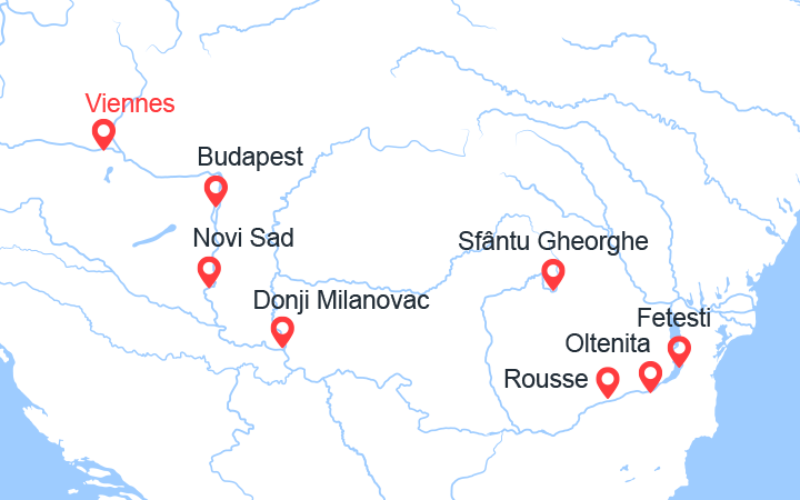 Carte itinéraire croisière Du Danube Bleu vers la Mer Noire (VIO_PP)