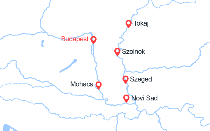 Carte itinéraire croisière Du Danube vers la Tisza, la Hongrie authentique (BUT_PP)