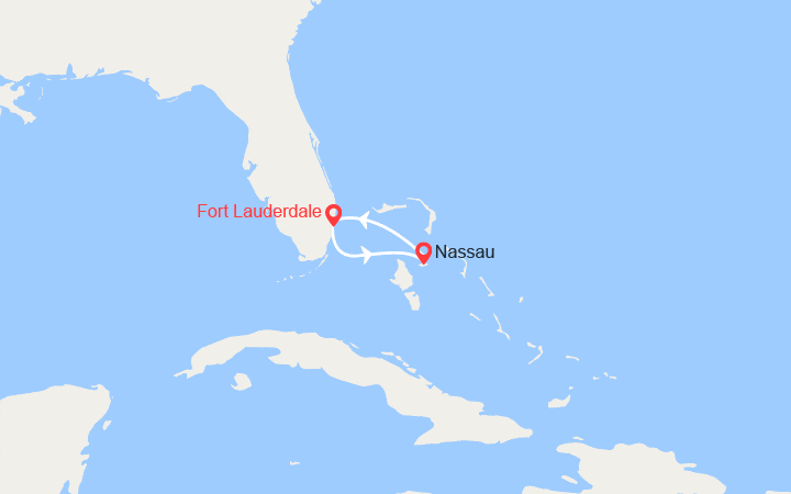 Carte itinéraire croisière Escapade à Nassau