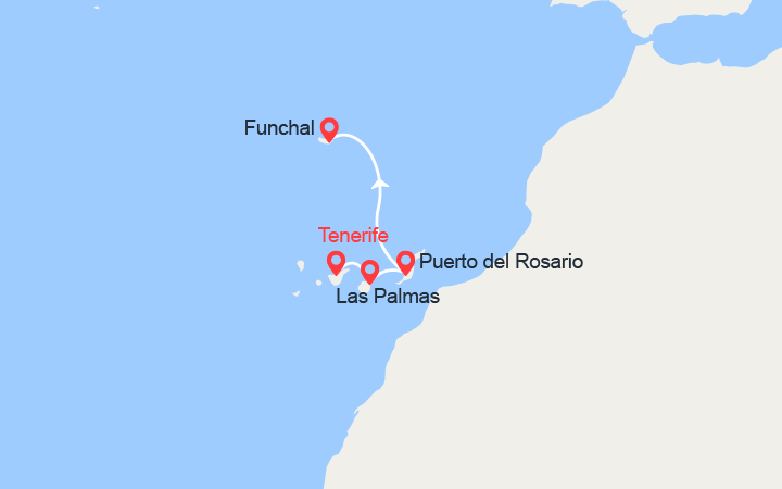 Carte itinéraire croisière Escapade aux Iles Canaries