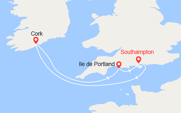Carte itinéraire croisière Escapade dans le Nord : Irlande, Ile de Portland