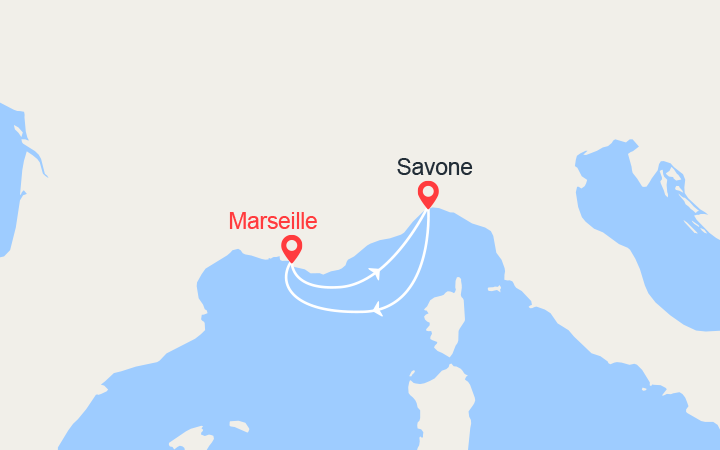 Carte itinéraire croisière Escapade en Italie
