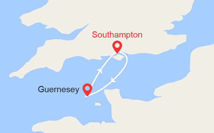 Carte itinéraire croisière Escapade sur l'île de Guernesey