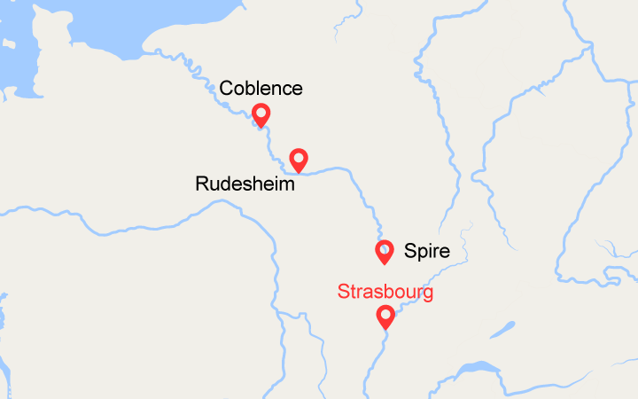 Carte itinéraire croisière La majestueuse vallée du Rhin romantique et le rocher légendaire de la Lorelei (SEH_PP)