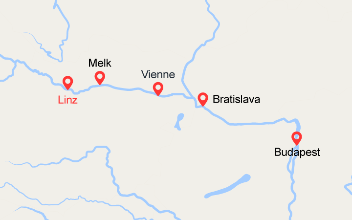 Carte itinéraire croisière Les Perles du Danube (PAV)