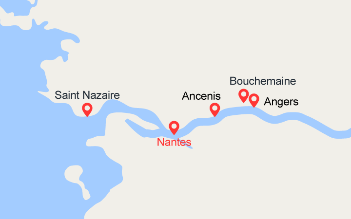 Carte itinéraire croisière Noël sur la Loire, Le fleuve royale (NLO_PP)