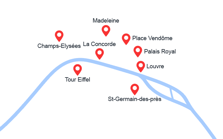 Carte itinéraire croisière Paris prestige & ses hauts-lieux incontournables (PAM_AIPP)