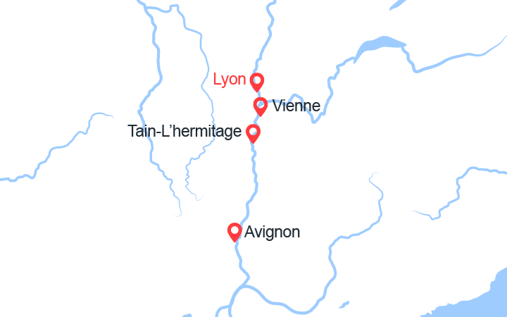 Carte itinéraire croisière Réveillon provençal dans la vallée du Rhone (LNA_PP)