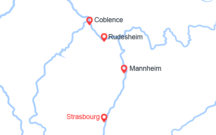 Carte itinéraire croisière Réveillon rhénan : La vallée du Rhin romantique (RES_PP)