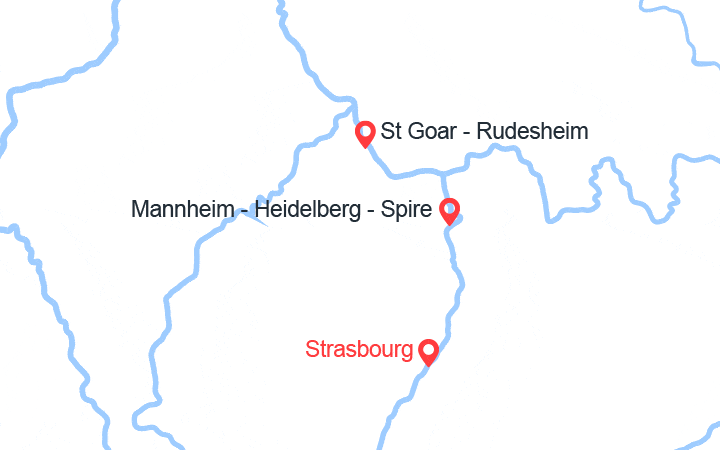Carte itinéraire croisière Réveillon rhénan : le Rhin romantique et ses châteaux (ZAA_PP)