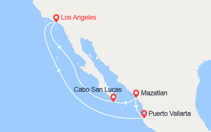Carte itinéraire croisière Riviera Mexicaine