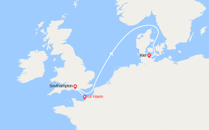 Carte itinéraire croisière Royaume-Uni, Allemagne