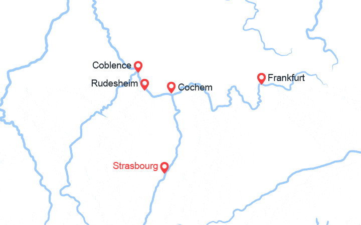 Carte itinéraire croisière 3 fleuves : le Rhin, la Moselle et le Main (SFS_PP)
