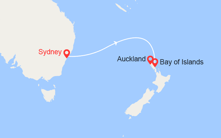 Carte itinéraire croisière Australie et Nouvelle-Zélande