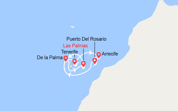 Carte itinéraire croisière Découvertes des Canaries