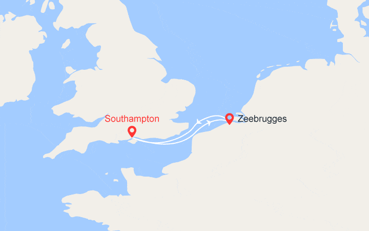 Carte itinéraire croisière Escapade à Bruges