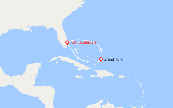 Carte itinéraire croisière Escapade aux Caraïbes : Floride, Grand Turk