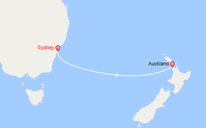 Carte itinéraire croisière Escapade en Australie & Nouvelle-Zélande : de Sydney à Auckland