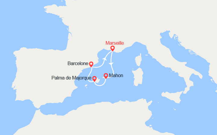 Carte itinéraire croisière Escapade hispanique
