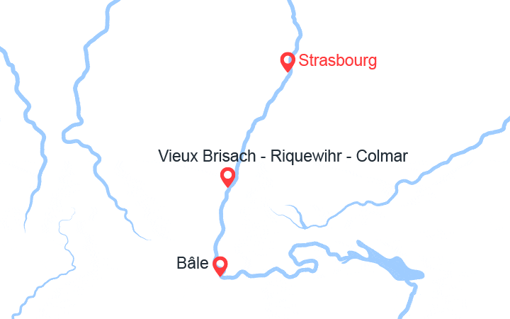 Carte itinéraire croisière Féerie des Marchés de Noël en Alsace et en Suisse au fil du Rhin (MNW_PP)
