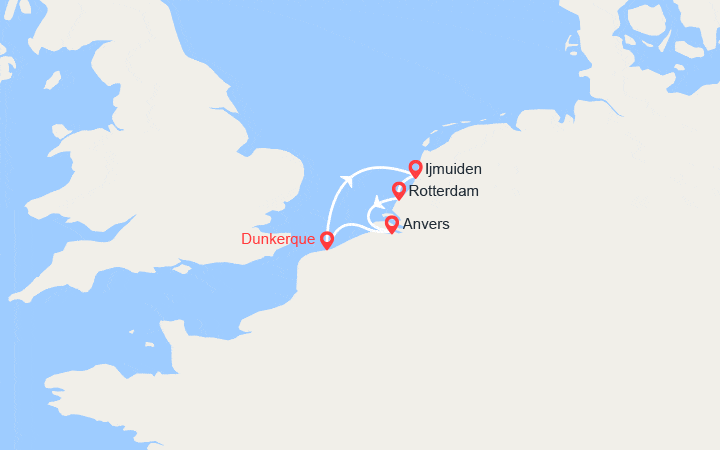 Carte itinéraire croisière Fêtes des Tulipes