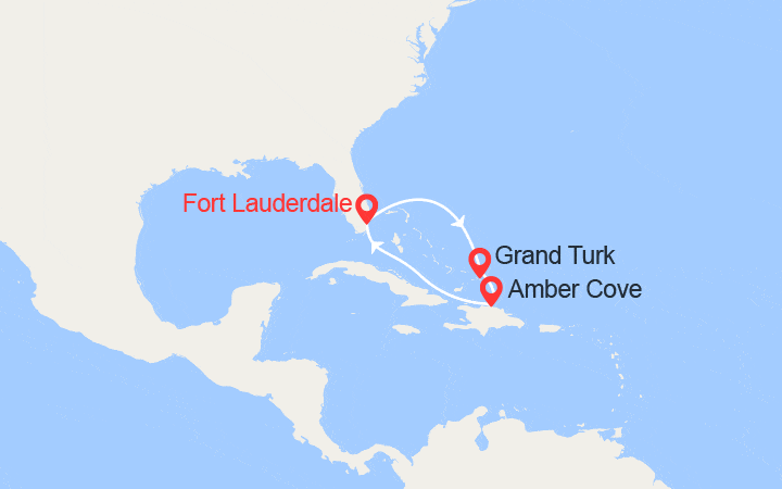 Carte itinéraire croisière Grand Turk & Rép Dominicaine