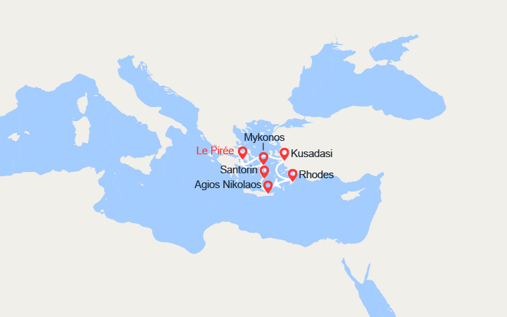 Carte itinéraire croisière Grèce Idyllique