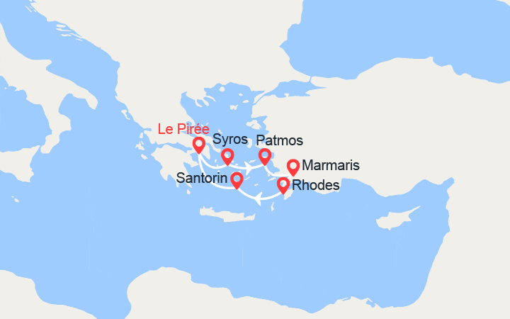 Carte itinéraire croisière Grèce, Turquie