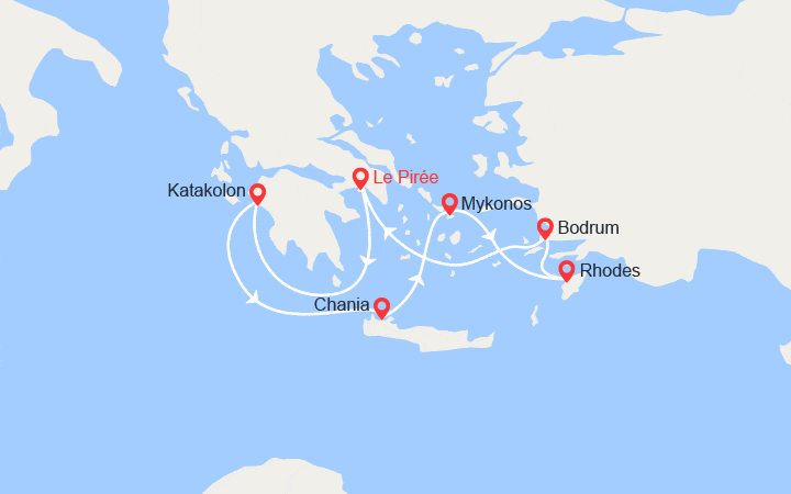 Carte itinéraire croisière Grèce, Turquie