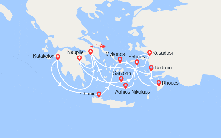 Carte itinéraire croisière Grèce, Turquie