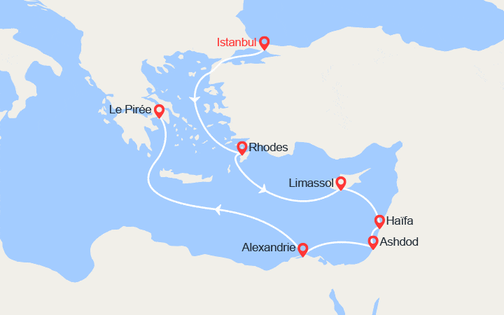 Carte itinéraire croisière Grèce, Turquie