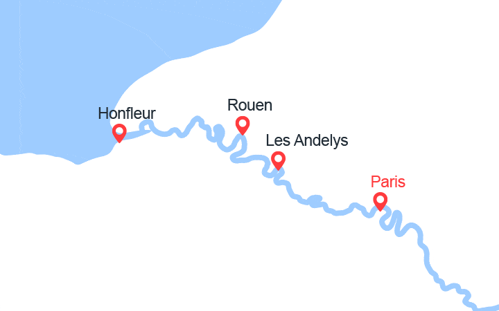 Carte itinéraire croisière Les plus belles escales de la vallée de la Seine (SIP_PP)