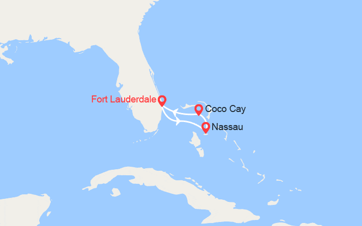 Carte itinéraire croisière Nassau et CocoCay