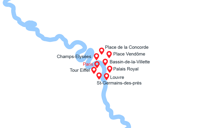 Carte itinéraire croisière Paris prestige & ses hauts-lieux incontournable (PAM_AIPP)