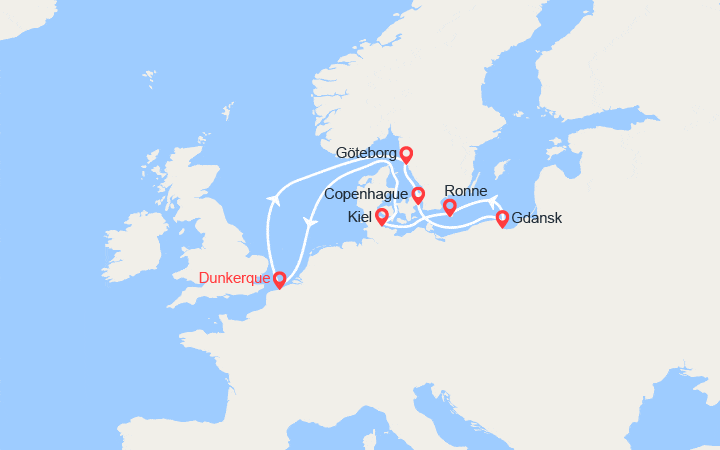 Carte itinéraire croisière Perles de la mer Baltique - Bridge