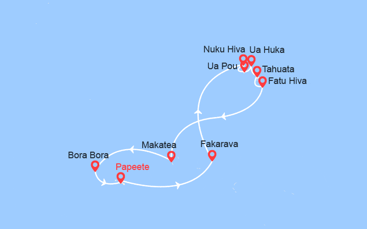 Carte itinéraire croisière Pitcairn et Gambier