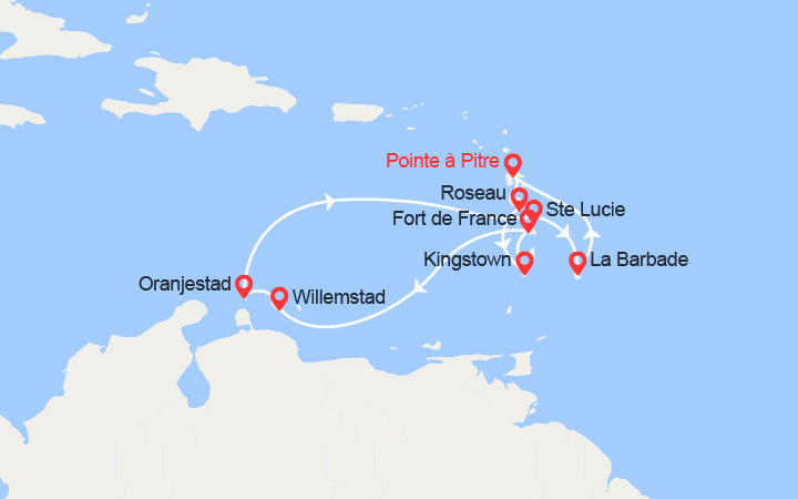 Carte itinéraire croisière Secrets des Caraïbes