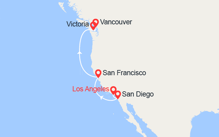 Carte itinéraire croisière USA et Canada